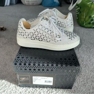 Alaia Womens White Suede Studded Accent Sneakers Sz 35 / 5  $1050 worn once